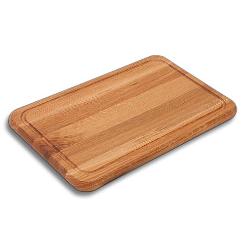 2x HOFMEISTER® Rundes rechteckiges Schneidebrett aus Eiche (40 cm/mit Saftrille) von Hofmeister Holzwaren