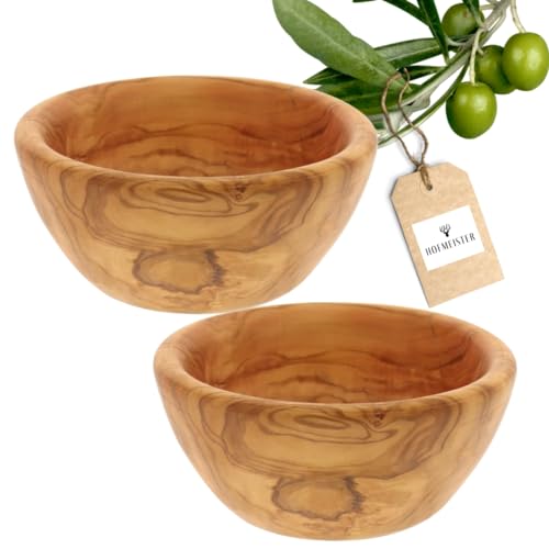 2x HOFMEISTER® Schale aus Olivenholz, 2er Set Müslischale, Bowl für Müsli, Schale für Deko, 12 x 12 x 6,5 cm (2 Stück) von Hofmeister Holzwaren