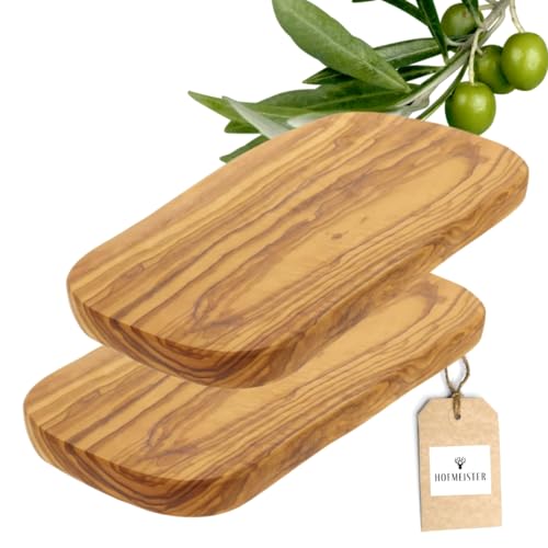 2x HOFMEISTER® Schneidebrett aus Olivenholz Frühstücksbrett, 2er Set Schneidbrett, Brett mit auffälliger Maserung, aus Olive, robustes Holzbrett, 30 x 15 x 1,5 cm (2 Stück) von Hofmeister Holzwaren