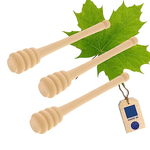 3X HOFMEISTER® Honigheber aus Holz, 16 cm, sauberes Dosieren von Honig & Sirup ohne Kleckern, geschmacksneutraler Honig-Löffel, Honigspirale aus heimischem Ahorn-Holz von Hofmeister Holzwaren