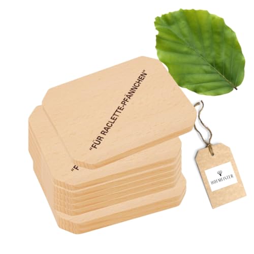 8X HOFMEISTER® Untersetzer für Raclette-Pfännchen aus Holz, 10 cm, schont Raclette-Pfannen & Tische vor Öl & Kratzern, hitzebeständiges Raclette Brettchen aus EU Produktion von Hofmeister Holzwaren