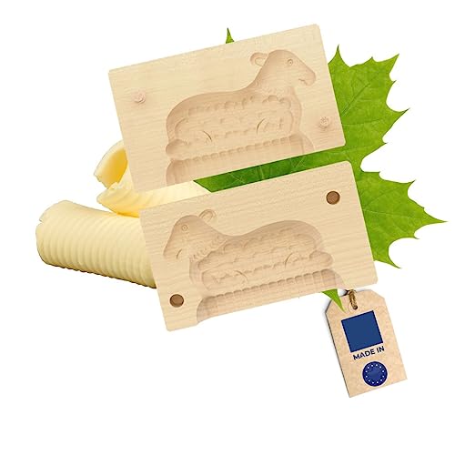 HOFMEISTER® Butter-Klappform, 2-teilig, Lamm, 14 cm, handgefertigt in Deutschland, Butterform zum Verzieren & Dekorieren, hygienisches Butter-Model, aus heimischem Ahorn-Holz von Hofmeister Holzwaren