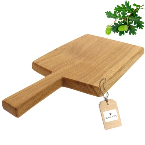 HOFMEISTER® Designer-Schneidbrett rustikale Eiche – Meisterhaft von Hand gefertigt, mit edlem Griff, ein einzigartiges Statement, ideal zum Schneiden und Servieren, 41 cm von Hofmeister Holzwaren