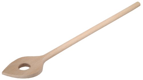 HOFMEISTER® Holz-Kochlöffel, 35 cm, Naturprodukt: handgefertigt, plastikfrei, keine Kratzer im Topf, unbehandelt, hitzebeständig, Buche, spitz & Loch (1 Stück) von Hofmeister Holzwaren