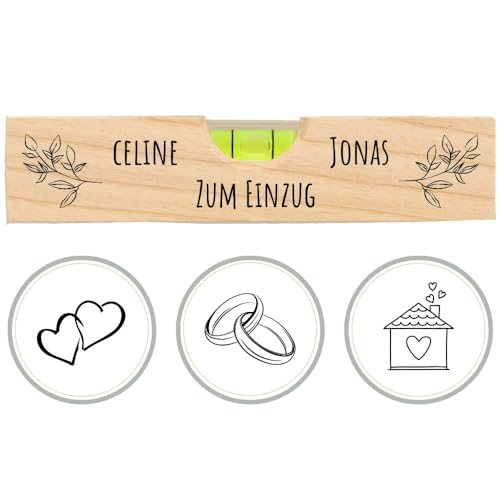 HOFMEISTER® Mini-Wasserwaage Gravur Name Motiv - für Bilder, Möbel & Fußboden, Geschenk für Hausfrieden Einzug Umzug Richtfest Geburtstag, Maurerwaage, 15 cm von Hofmeister Holzwaren