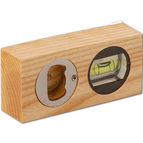 HOFMEISTER® Mini-Wasserwaage mit Flaschenöffner, 10 cm, für Bilder, Möbel & FuÃŸböden, Richtwaage mit Libelle, 100% Made in Germany, aus geöltem Eschen-Holz von Hofmeister Holzwaren