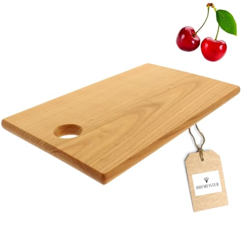 HOFMEISTER® Schneidebrett Edelkirsche – Hochwertiges Holzbrett mit Griffloch, langlebig und stilvoll, perfekt zum Schneiden und Servieren, edles Design, 30 cm von Hofmeister Holzwaren