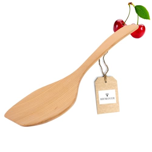 HOFMEISTER® Wok-Wender aus edlem Kirschholz, 37 cm, antibakteriell, hitzebeständig & plastikfrei, Keine Kratzer in Pfannen, kein Plastik im Essen, 100% Naturprodukt, geschwungen, Wokwender von Hofmeister Holzwaren