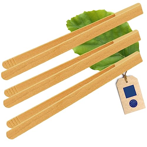 3 Stück HOFMEISTER® Holzwaren Grillzange, geleimt, Länge: 300 mm, aus Buchenholz von Hofmeister Holzwaren