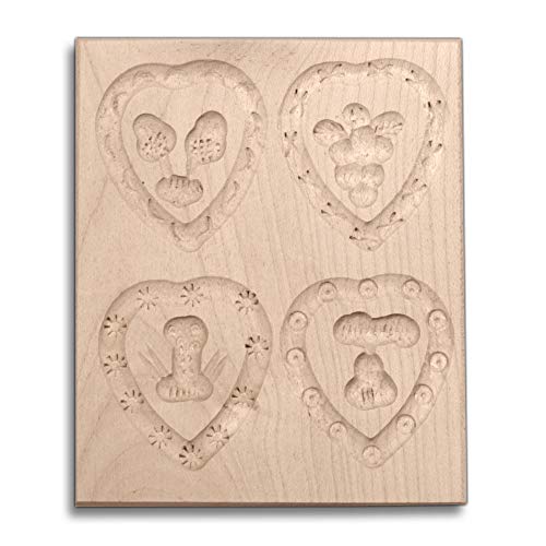 Hofmeister Holzwaren handgeschnitzte Anisgebäckform Herzform aus Holz mit Motiv (4 Bilder) von Hofmeister Holzwaren