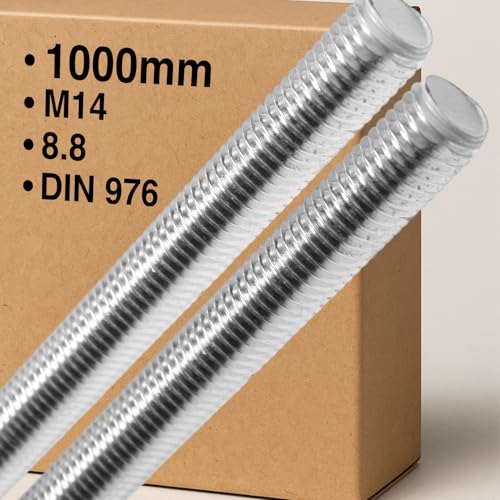 Gewindestange M14 x 1000 mm Festigkeit 8.8 Stahl verzinkt Gewindestift DIN 976 Gewindestab Vollgewinde ISO Norm Metrisches Gewinde von Hofpracht