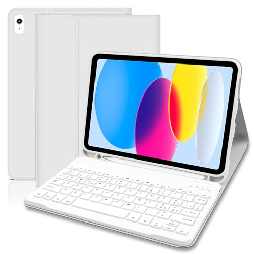 Hofsos Schutzhülle IPad A16 11/10 Generation mit Tastatur (11/10,9 Zoll, 2025/2022) - Italienisch QWERTY magnetisch abnehmbar Bluetooth Tastatur, Hülle mit Stifthalter für iPad 11/10 Gen, Grau von Hofsos