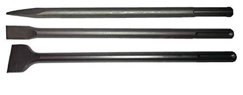 SDS MAX Meißel Satz Set 3-teilig Spitz – Flach – Spat – Meissel 400 mm lang von Hoga