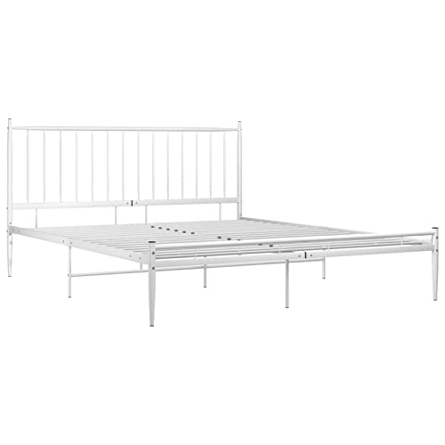 Hogotin Bett Bettgestell Betten Metallbett Weiß Metall 180x200 cm Geeignet Für Wohnzimmer Und Schlafzimmer von Hogotin