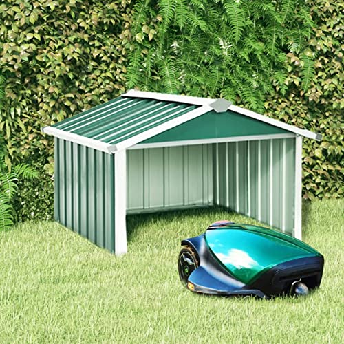 Hogotin Roboter Garage für Rasenmäher Roboter Mähroboter Carport Metall Unterstand für Rasenmäher-Roboter Rasenmäher Haus 92x97x63 cm Verzinkter Stahl Grün von Hogotin