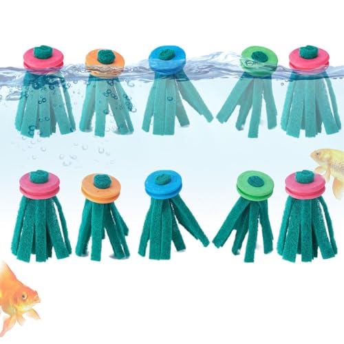 Hogvinnatil Aquarium Laichmopp, 10 Stück Fischzucht Laichmopp, Schwimmendes Reinigungswerkzeug Mit Schaumring Für Schnecken Schildkröten Regenbogenfische Amphibien von Hogvinnatil