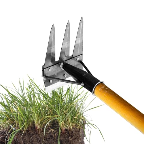 Hogvinnatil Gartenharke,Doppelseitiger Unkrautstecher Mit Zwei Arbeitsköpfen - Mehrzweck Abnehmbarer Hand Unkrautjäter Für Garten Landschaftsbau Hof & Farm von Hogvinnatil