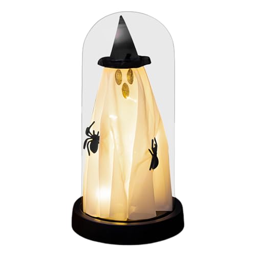 Hogvinnatil Halloween Leuchtgeister | Gruseliger Leuchtender Geist In Glasglocke Für Schlafzimmer | Schreck Schreibtisch Deko Für Zuhause Küche Party Escape Room Schlafzimmer von Hogvinnatil