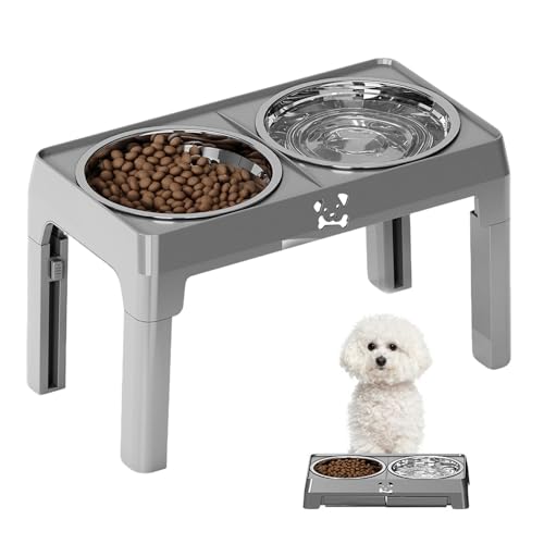 Hogvinnatil Hundefutter- Und Wassernapf Set | Edelstahl Hundenäpfe mit Ständer - Erhöhte Futterstation Fünf Höhen Verstellbar Für Kleine Mittlere Große Hunde Und Katzen Hogvinnatil Hundefutter- Und Wassernapf Set | Edelstahl Hundenäpfe mit Ständer - Erhöhte Futterstation Fünf Höhen Verstellbar Für Kleine Mittlere Große Hunde Und Katzen von Hogvinnatil
