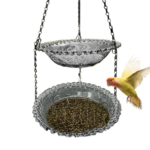 Hogvinnatil Vogelbadschale,Outdoor Vogeltränke Für Garten | Vogeltränke Mit Futterspender Und Wasserbecken Für Innenbereich & Außenbereich Garten Terrasse Balkon Pavillon Rankgitter Sitzplatz von Hogvinnatil