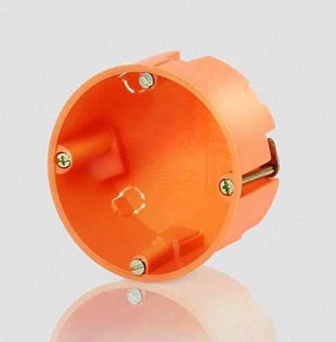 1 x Hohlwanddose mit Metallkrallen orange 61mm tief Fräsloch 68mm von Hohlwand-Geraetedose