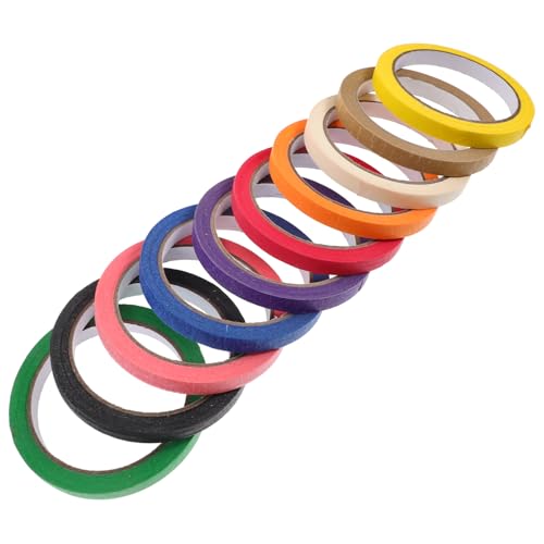 Hohopeti 10 Rollen Farbiges Maskierband aus Papier Malerband mit Starker Abdeckkraft Vielseitig für Auto DIY Basteln Wandgestaltung und Spritzschutz für Hobby Werkstatt und Kunstprojekte von Hohopeti