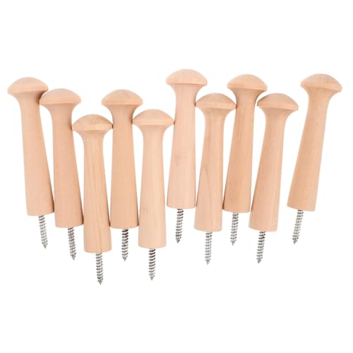 Hohopeti 10 Stück Holz Wandhaken Naturbelassen Shaker Design Platzsparend Vielseitig für Mäntel Hüte Handtücher Einfache Montage für Flur Bad Schlafzimmer Organizer von Hohopeti