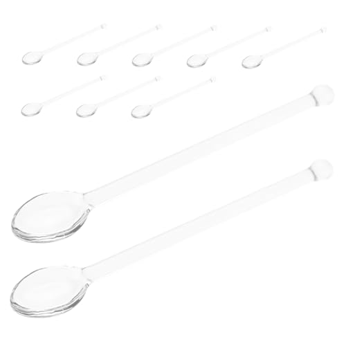 Hohopeti 10 Stück Teiliges Glasrührlöffel aus Hitzebeständigem Transparentem für Tee Kaffee und Joghurt Langlebige Leicht zu Reinigende Stäbchen für Zuhause und Party von Hohopeti
