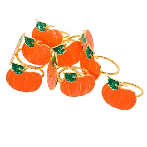 Hohopeti 10 Stück Teiliges Metall Kürbis-design mit Grünen Blättern Herbstliche Tischdeko für Thanksgiving Halloween Wiederverwendbare Napkin Holder für Festtagsessen und Party von Hohopeti