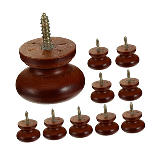 Hohopeti 10 Stück Teiliges Runde Holzschrankgriffe Selbstbohrende Möbelknöpfe aus Massivem Holz Einfache Montage Ergonomisches Design Passend für Kleiderschränke Möbel von Hohopeti