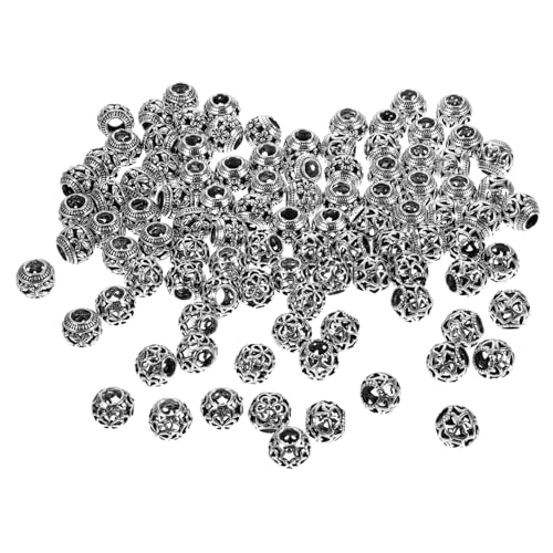 Hohopeti 100 Stück Metall Spacer Perlen mit Großem Loch Hohlrund Retro Vielseitig für DIY Schmuckherstellung Armbänder Halsketten Originelles Design Einfaches Auffädeln Hohopeti 100 Stück Metall Spacer Perlen mit Großem Loch Hohlrund Retro Vielseitig für DIY Schmuckherstellung Armbänder Halsketten Originelles Design Einfaches Auffädeln von Hohopeti