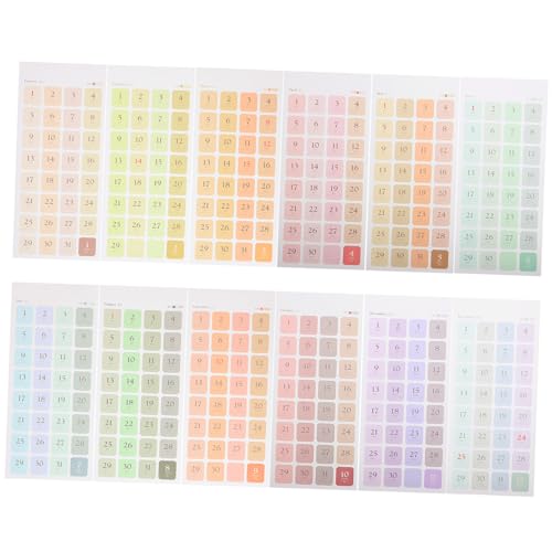 Hohopeti 12 Blatt Kalender Aufkleber Bunte Monatsplaner Tabs Multifunktionale Haushalts und Notizbuch Index Sticker Leicht Tragbar Einfache Anwendung für Jahresplaner und DIY von Hohopeti