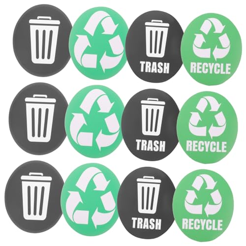 Hohopeti 12 Stück Teiliges Selbstklebendes Recycling aufkleber Mülltonnen Wasserfest Pvc mülltrennungsetiketten Sichtbar Einfach Anzubringen Glatten Flächen Wie Glas und Fliesen Fördert von Hohopeti