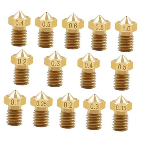 Hohopeti 14 Stück Teiliges Messing-düsen Gewinde Kompatibel Filament Langlebige Extruder-düsen für Präzises Verstopfungsarmes Drucken Einfache Montage von Hohopeti