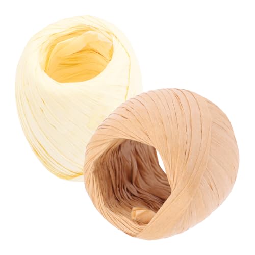 Hohopeti 2 Rollen Raffia Bastband Geschenkverpackung Papierband Naturfarben Beige Khaki DIY Dekoration Basteln Lampenschirm Hängelampe Tischlampe Zubehör Kreativ von Hohopeti