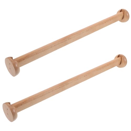 Hohopeti 2 Sätze Holz Kleiderstangen mit Flansch Stabile Garderobenstange aus Massivholz Buche für Schrankaufhängung und Vielseitige Kleiderorganisation von Hohopeti