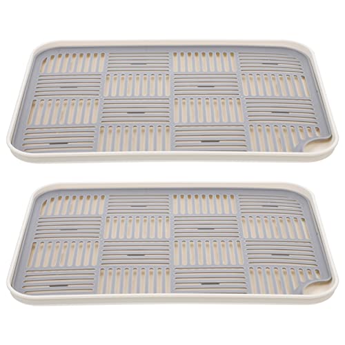 Hohopeti 2 Stück Abtropf Tray für Küche Doppelstöckige Tablett mit Einfachem Abfluss für Geschirr und Snacks Vielseitig Einsetzbar Weiß von Hohopeti