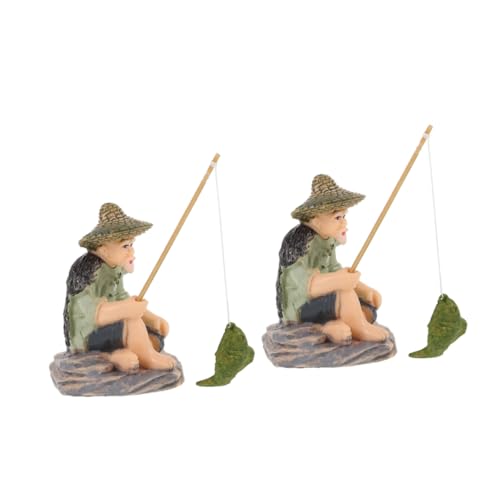 Hohopeti 2 Stück Alte Mann Angler Figuren Aquarium Dekoration Miniatur Angler Skulptur Realistisch Detailliert Platzsparend Für Fischbecken Und Schreibtisch von Hohopeti