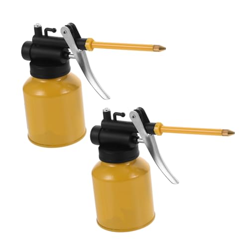 Hohopeti 2 Stück Aluminium Ölkanne Hochdruck Ölpumpe Metallöler Leicht Handlich Schnelle Schmierung Für Auto Fahrrad Wartung Werkstatt Gelb von Hohopeti