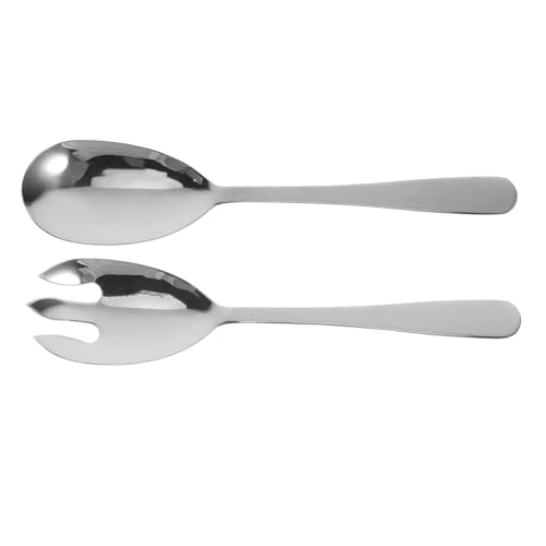 Hohopeti 2 Stück Edelstahl Salatbesteck Salatservierlöffel und Salatgabel Set Langer Servierlöffel Spülmaschinenfest Elegantes Design für Gemeinsames Tafeln Küche und Tisch von Hohopeti