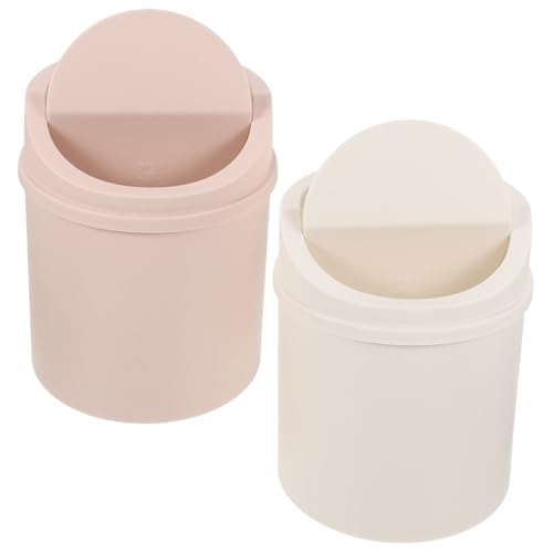 Hohopeti 2 Stück Kawaii Desktop Mülleimer mit Deckel Kompakter Tischabfalleimer für Wohnzimmer Schlafzimmer Bad Stabiler Müllbehälter Platzsparend und Praktisch von Hohopeti