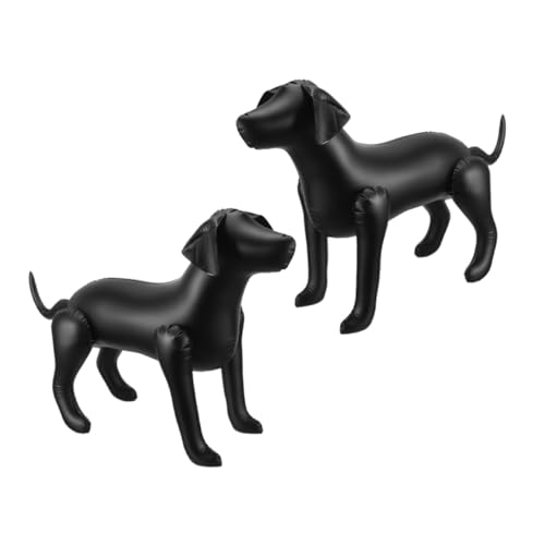 Hohopeti 2 Stück PVC Aufblasbarer Hundemodell Realistische Hundemannequin und Dekoration Vielseitig Einsetzbar als Haustierfigur und Fotorequisite in Schwarz von Hohopeti