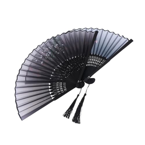 Hohopeti 2 Stück Retro Faltbarer Handfächer aus Bambus Antiker Handfächer mit Blumenmotiv Leichter Faltbarer Tanzfächer für Performance Party und Alltag Tragbar und Vintage Stil von Hohopeti