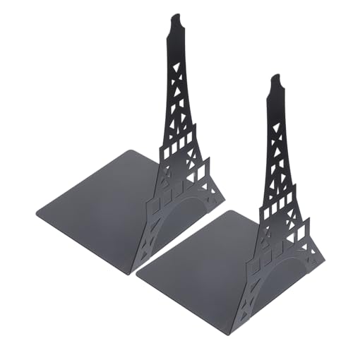 Hohopeti 2 Stück Schwarze Tower Bookends aus Stabilem Dekorative Buchstützen mit Hohlem Design Robuste Buchhalter für Bücherregal und Schreibtisch Teiliges Stabile Buchständer für Zuhause von Hohopeti
