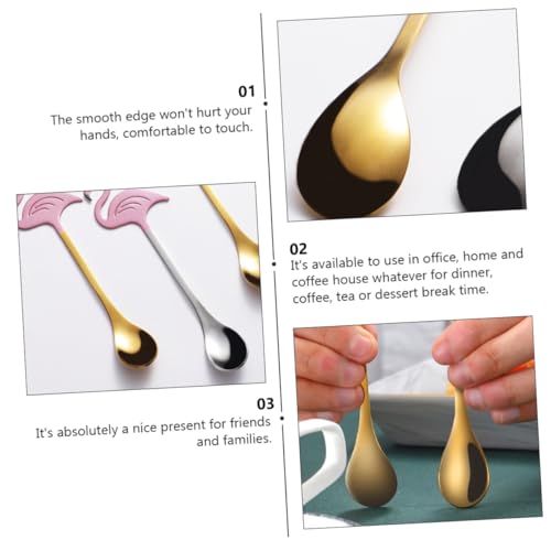 Hohopeti 2 Stück Teiliges Edelstahl Flamingo Kaffeelöffel Kreativer Dessert und Rührlöffel für Kaffee Tee und Eis Langlebig Modisch für Zuhause Büro und Cafés von Hohopeti