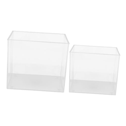 Hohopeti 2 Stück Teiliges Kleines Aquarium Transparenter Kunststoff Fischbehälter Offenes Design Vielseitig Verwendbar für Betta Schildkröten oder Wasserpflanzen für Schreibtisch Büro von Hohopeti