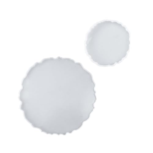 Hohopeti 2 Stück Teiliges Silikonform DIY tablett Runde Silikon gießformen Antihaftbeschichtet Wiederverwendbar Geeignet für Handgemachte Aufbewahrungs Serviertabletts von Hohopeti