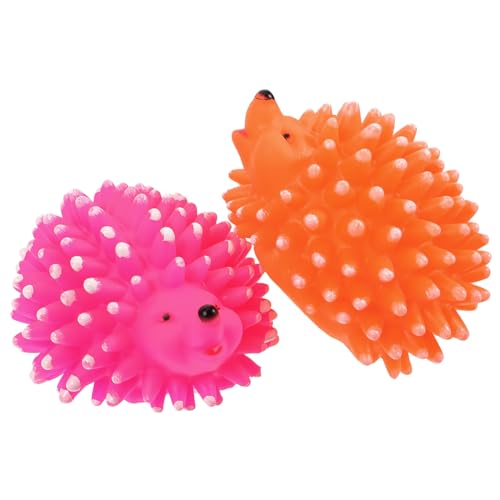 Hohopeti 2 Stück Teiliges Tragbares Haustier kauspielzeug aus Langlebigem Latex Bissfestes Igel Design mit Quietschfunktion Zahnpflege Stresslinderung für Kleine Hunde und Zufällige Farbe von Hohopeti