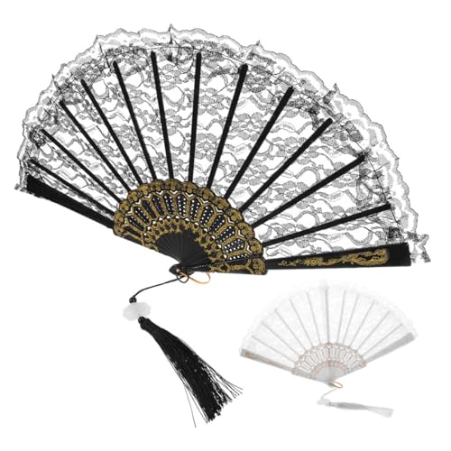Hohopeti 2 Stück Teiliges Vintage-Spitzen Damen Handfächer Robust Elegant für Hochzeit Tanz Party Accessoire Sommerliches Kühlgefühl Langlebig Hohopeti 2 Stück Teiliges Vintage-Spitzen Damen Handfächer Robust Elegant für Hochzeit Tanz Party Accessoire Sommerliches Kühlgefühl Langlebig von Hohopeti