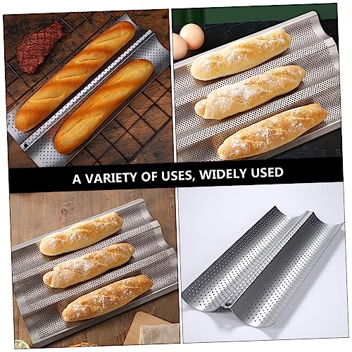 Hohopeti 2 Stück Teiliges Wellen Backblech mit Antihaftbeschichtung Perforiertes Französisches Baguette Backform Langlebig und Vielseitig für Küche Bäckerei Toastbrot und Sauerteig von Hohopeti
